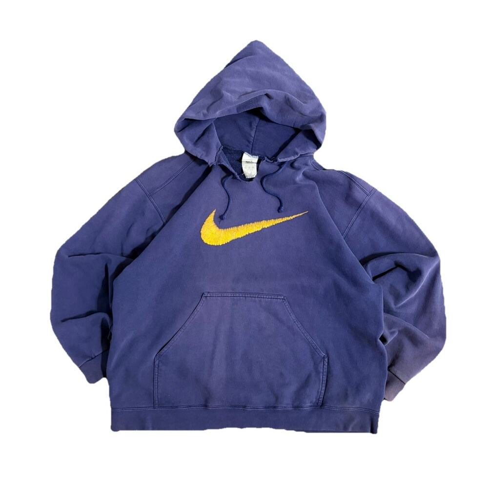 Nike Center Swoosh Big Swoosh 90s Hoodie, Navy, Made In USA size L